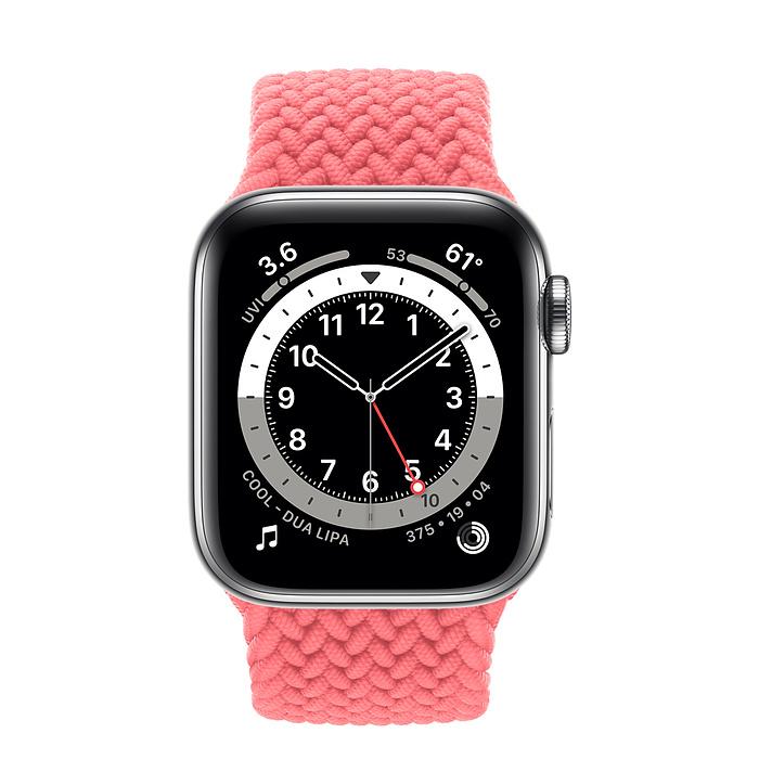 Apple Watch Series 6 Silver Stainless Steel Case with Braided Solo Loop (44mm,40mm GPS + Cellular) - iStock BD