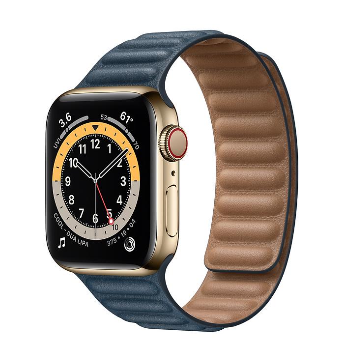 Apple Watch Series 6 Gold Stainless Steel Case with Leather Link (44mm,40mm GPS + Cellular) - iStock BD