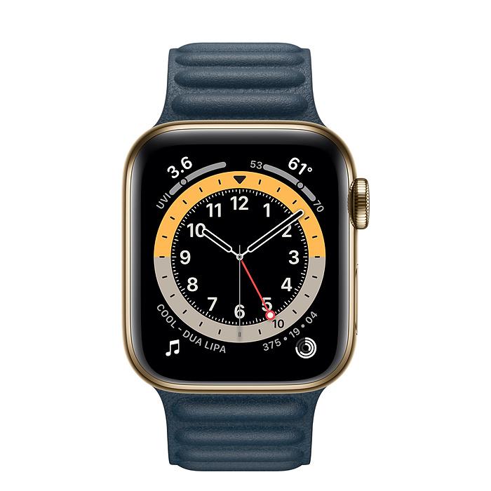 Gold stainless steel case with leather link on sale